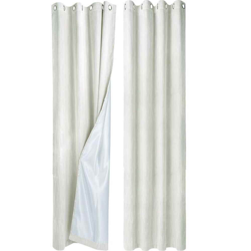 2 Panels Linen Look Blackout Curtains Gommet Top 52"W x 108"L Beige